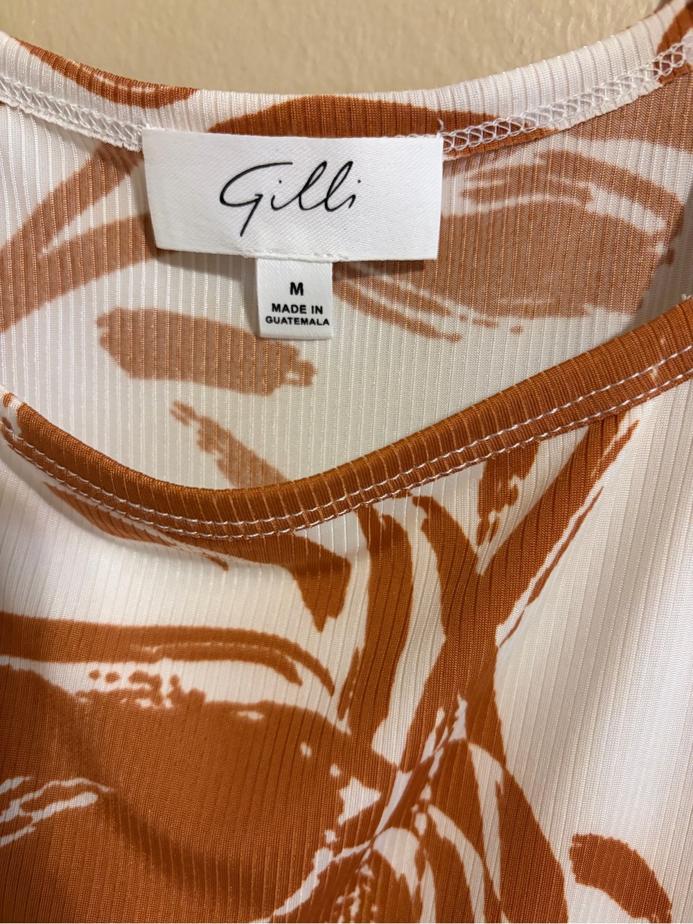 Gilli Cut Out Floral Dress in a terracotta / rust and cream medium new tie back - Picture 2 of 4